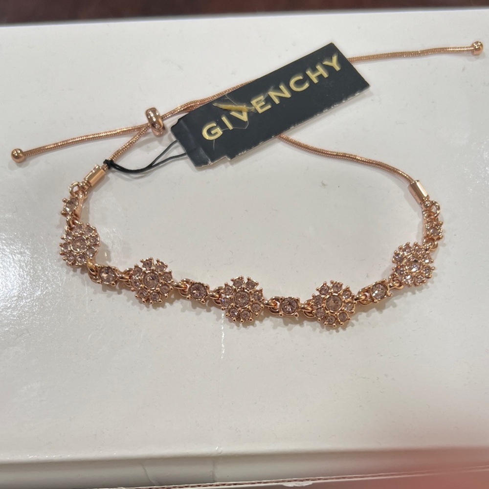 Givenchy Rose Gold Floral Crystal Slide Bracelet